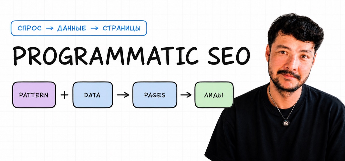 Алмас Абулхаиров и Excalidraw-схема Programmatic SEO от спроса и данных до страниц и лидов