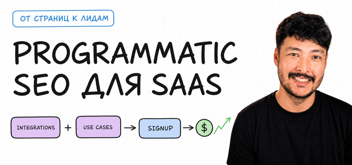 Алмас Абулхаиров и Excalidraw-схема SaaS Programmatic SEO от integration pages к лидам