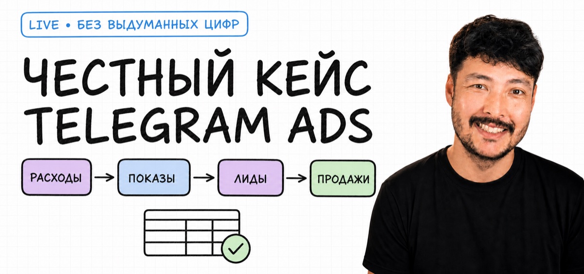 Алмас Абулхаиров и Excalidraw-воронка Telegram Ads от расходов до выручки